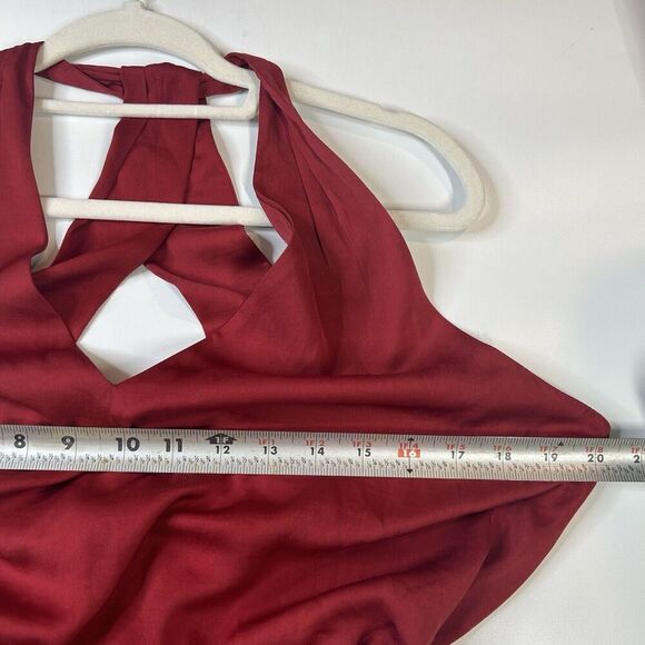 Banana Republic Dress Womens Large Maxi Belted Red Criss Cross Back Gown Formal - Picture 6 of 9